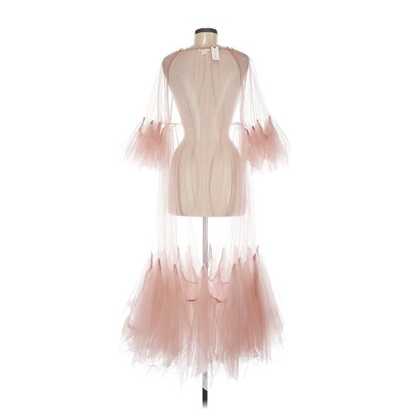 NWT Anthropologie Maeve Glamorous Tulle Maxi in Dusty Rose Pink Sheer Dress O/S - Picture 8 of 9